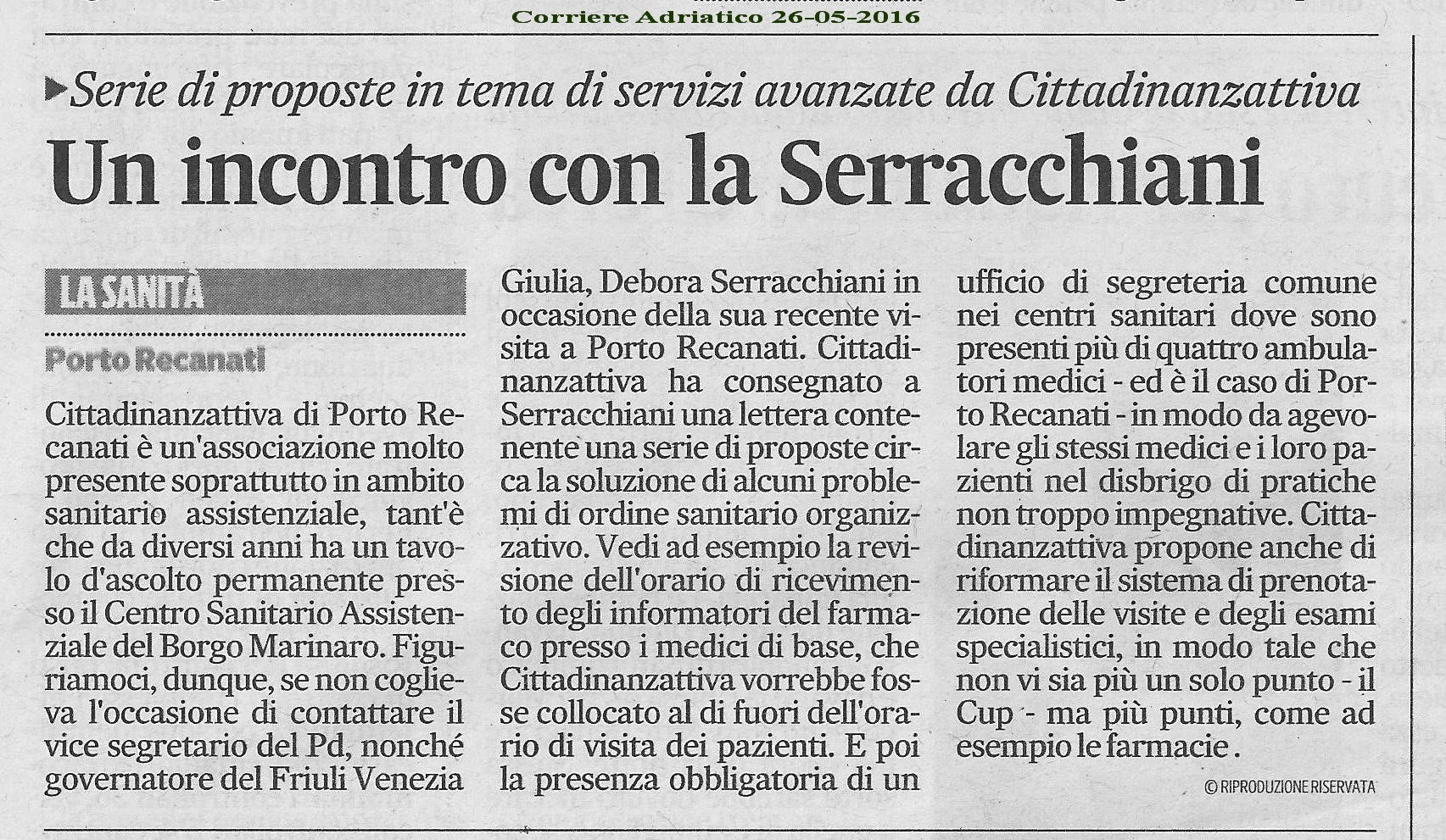 Articolo Porto Rec - Incontro Serracchiani